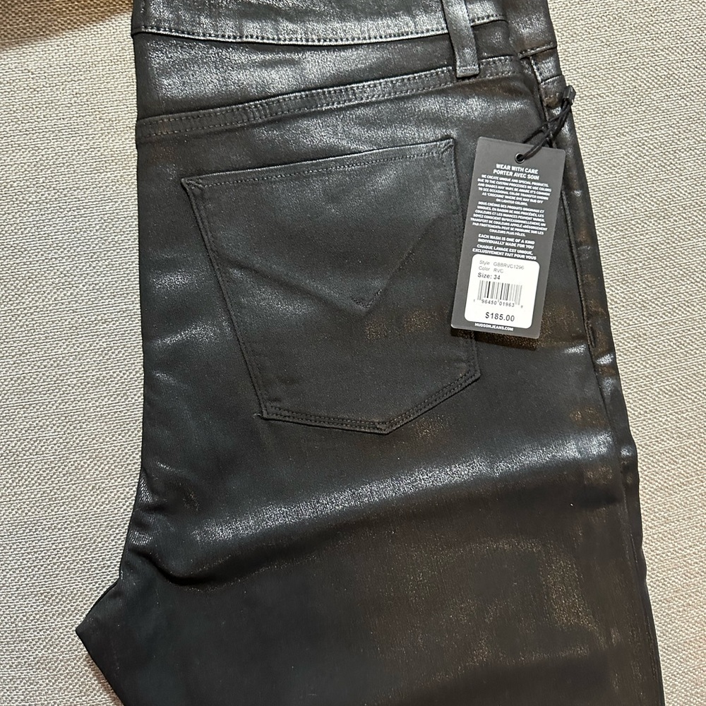 Hudson Barbara Coated black cropped jeans size 34 NWT